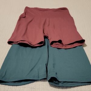 Burgundy and Teal Shorts Set